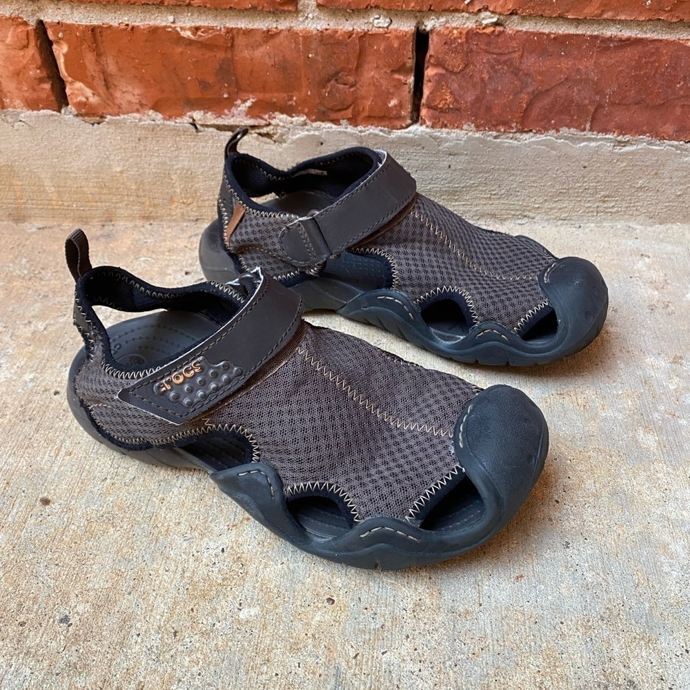 Crocs Mens 7 Brown Hiking Outdoor Comfort Casual Sandals - Picture 4 of 8